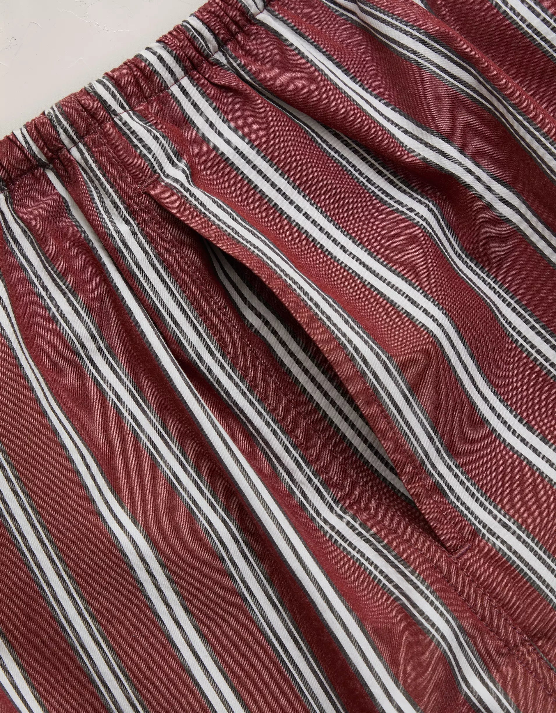 Multi Stripe High-Waist Elastic Drawstring Poplin Cotton Pull-On Shorts
