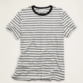 Charcoal Stripe Contrast Ringer Crew Neck Cotton Everyday T-Shirt
