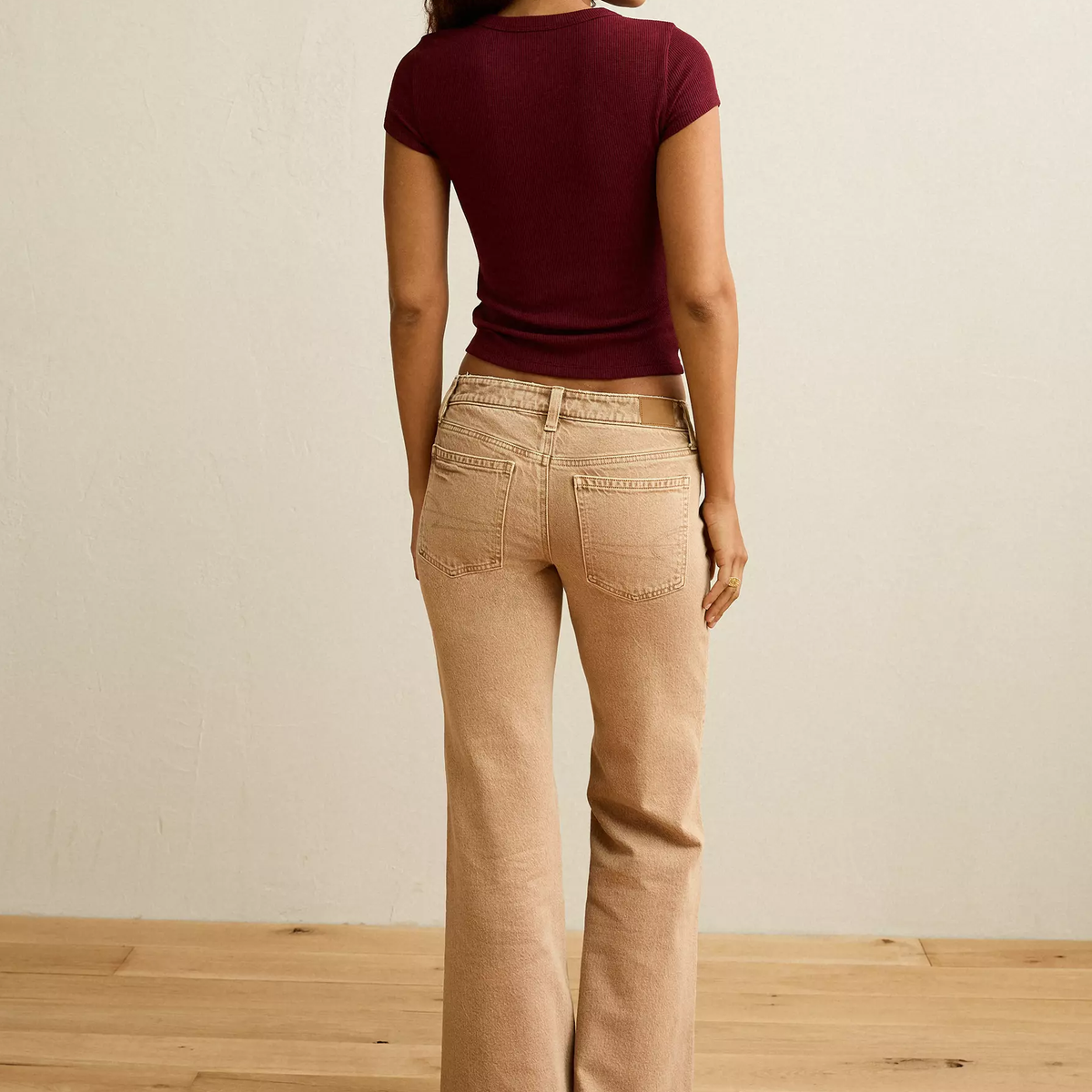 Maroon Slim Crew Neck Waffle Stretch Short Sleeve T-Shirt
