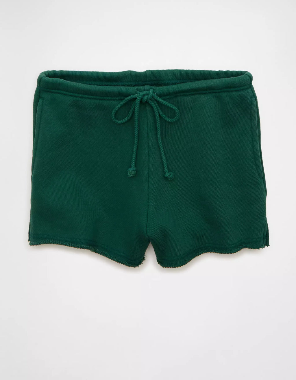 Camper Green Adjustable Drawstring Rolled Waist Terry Fleece Cotton Lounge Sweat Shorts