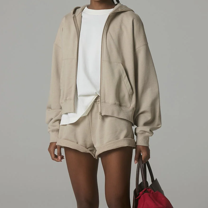 Classic Standard Fit Full Zip French Terry Cotton Hoodie